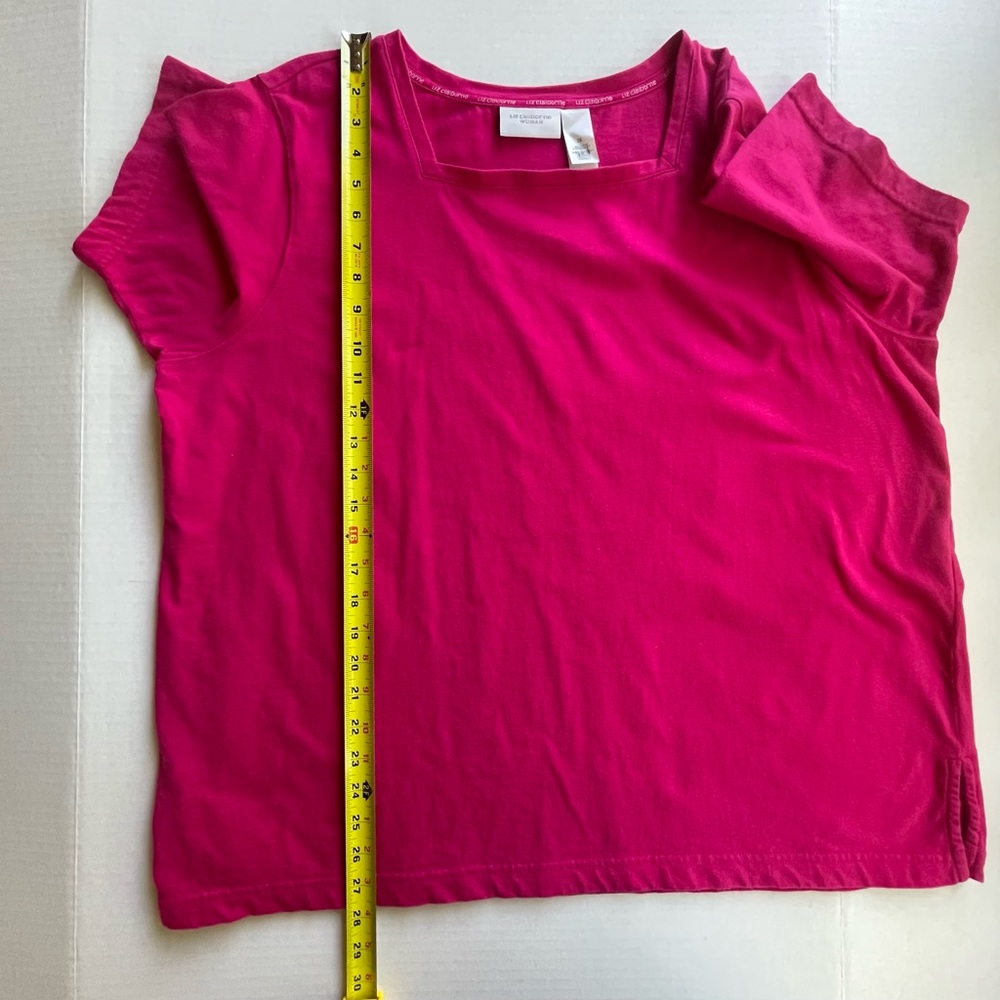 Liz Claiborne Pink Cotton Short Sleeve Square Neck Tee Shirt Women 2X - Picture 10 of 11